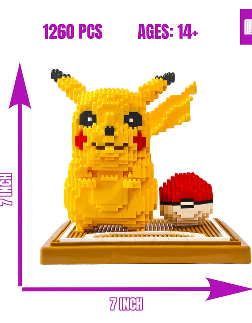 Load image into Gallery viewer, Figure Building Block Set Pokemon Pikachu, for Adults, 1260 Pcs, 7 Inches Tall, Plastic
