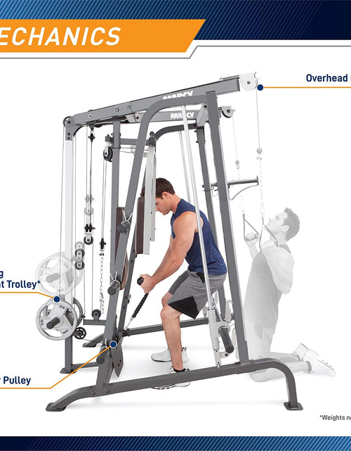 Load image into Gallery viewer, Pro Smith Cage Workout Machine Full Body Training Home Gym System with Leg Developer, Press Bar, Cable Crossovers and Squat Rack, White
