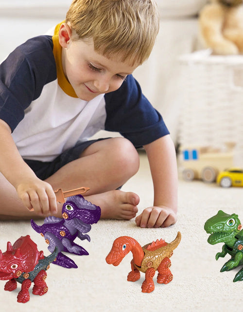 Load image into Gallery viewer, Take Apart Dinosaur Toys for Boys Building Play Kit with Screwdrivers DIY Construction Engineering Set and Learning for Kids 4 Dinosaurs Easter Christmas Birthday Gifts
