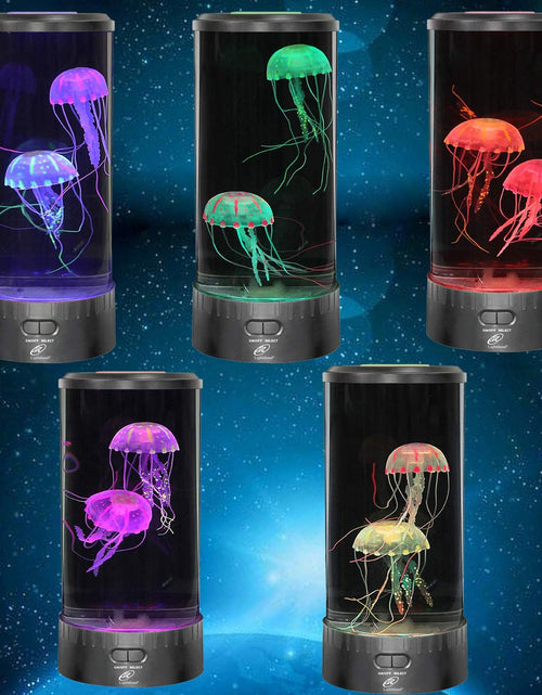 Load image into Gallery viewer, LED Jellyfish Lava Lamp round with 18 Leds &amp; Vibrant Multi Color Changing Light Effects. the Ultimate Large Sensory Synthetic Jelly Fish Tank Aquarium Mood Lamp. Ideal Gift (Large)
