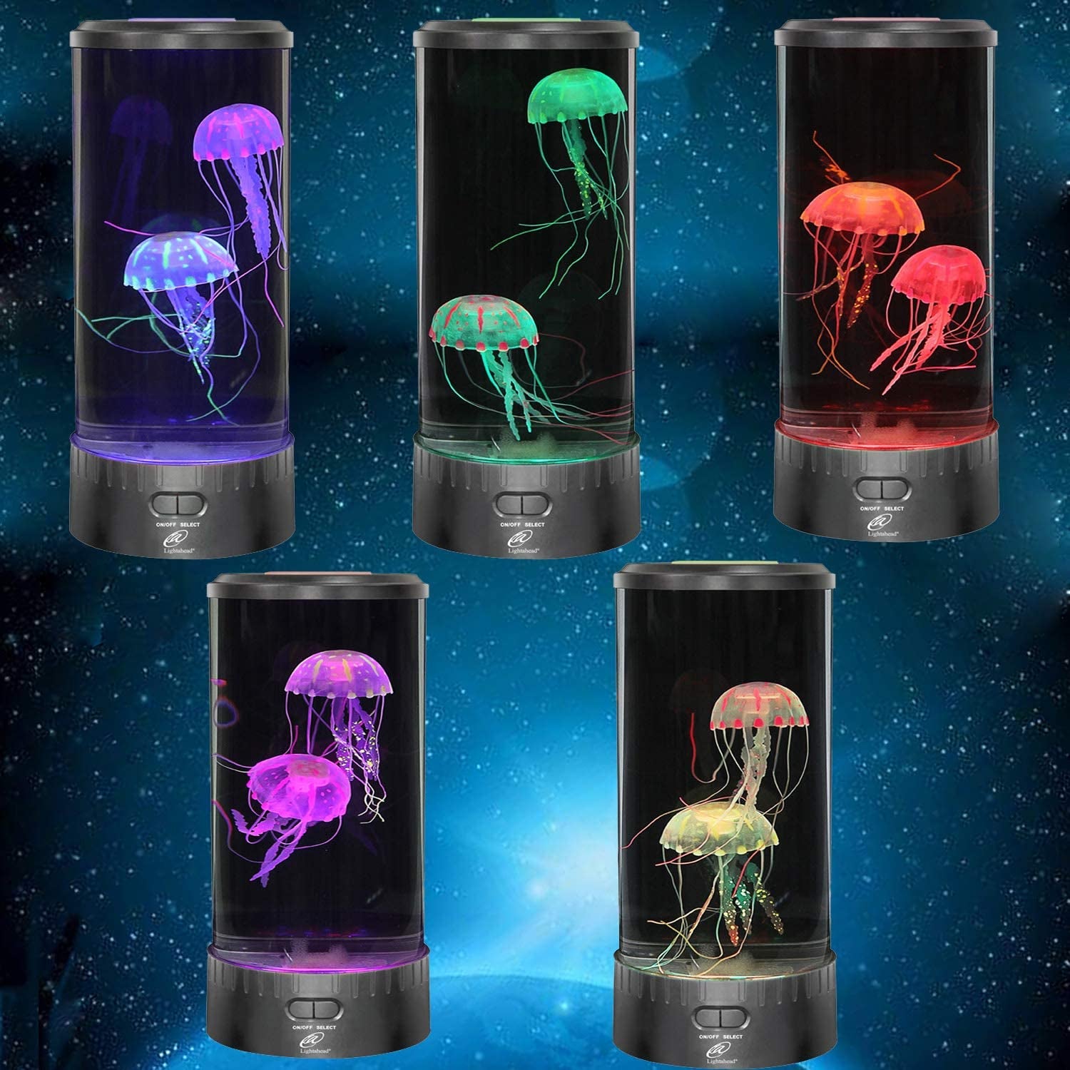 LED Jellyfish Lava Lamp round with 18 Leds & Vibrant Multi Color Changing Light Effects. the Ultimate Large Sensory Synthetic Jelly Fish Tank Aquarium Mood Lamp. Ideal Gift (Large)