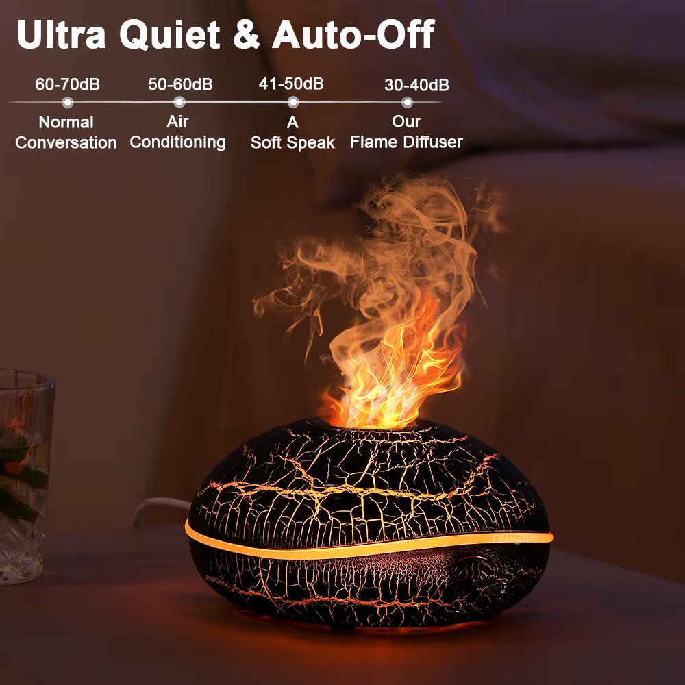 Aroma Humidifier Flame Essential Oil Diffuser Ultrasonic Aromatherapy Air Humidifier Home Mini Fragrance Diffuser with LED Light