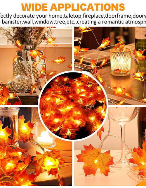 Load image into Gallery viewer, 20FT Fall Thanksgiving Maple Leaves 40 LED Light Lamp Garland Festival Decor
