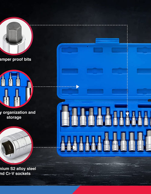 Load image into Gallery viewer, 01144A Tamper-Proof Hex Bit Socket Set, 26 Pieces | SAE 5/64-9/16”, Metric 2-14MM
