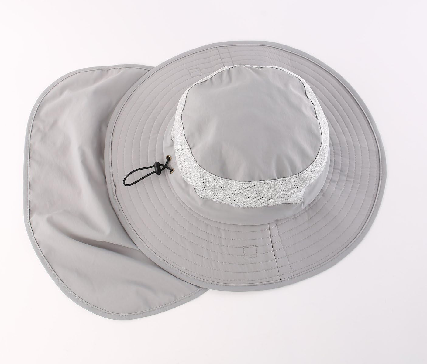 Outdoor UPF50+ Mesh Sun Hat Wide Brim Fishing Hat with Neck Flap