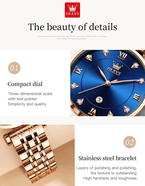 Load image into Gallery viewer, Women Watches Japanese Quartz Waterproof Wristwatch Stainless Steel Strap Fashion Dress Luminous Lady Watch Bracelet Sets Valentines Day Gifts
