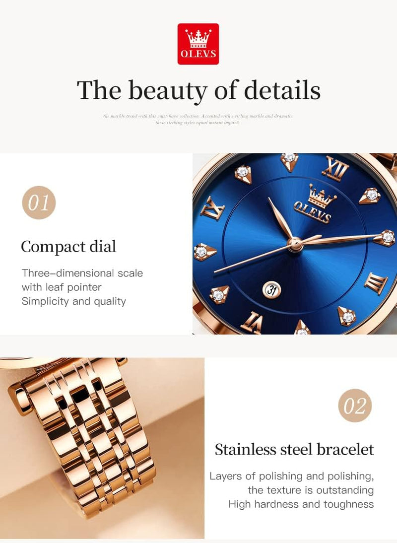 Women Watches Japanese Quartz Waterproof Wristwatch Stainless Steel Strap Fashion Dress Luminous Lady Watch Bracelet Sets Valentines Day Gifts