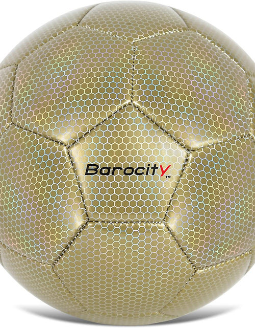 Load image into Gallery viewer, Soccer Ball - Premium Boy and Girl Official Match Ball with Cool Reflective Iridescent Rainbow Hex Pattern, Durable, Indoor, Outdoor, Training, Practice, Playtime and Games
