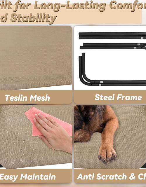 Load image into Gallery viewer, Heavy Duty Steel-Framed Portable Elevated Pet Bed, Elevated Cooling Pet Cot
