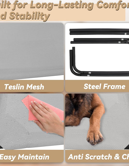 Load image into Gallery viewer, Heavy Duty Steel-Framed Portable Elevated Pet Bed, Elevated Cooling Pet Cot
