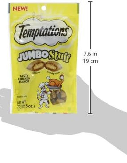 Load image into Gallery viewer, Jumbo Stuff Crunchy and Soft Cat Treats Tasty Chicken Flavor, 2.5 Oz. Pouch, Pack of 12
