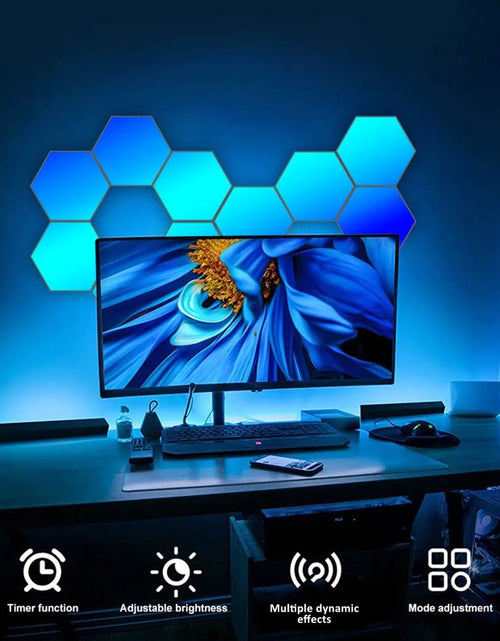 Load image into Gallery viewer, Hexagon LED Lights 12 Pack RGB Led Hex Light Panels Hexagon Smart Wall Lights Sync to Music for Room Bar Decor Gaming Setup
