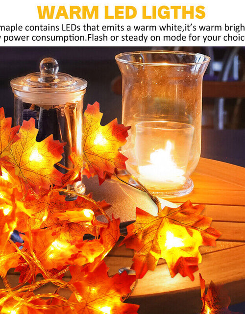 Load image into Gallery viewer, 20FT Fall Thanksgiving Maple Leaves 40 LED Light Lamp Garland Festival Decor
