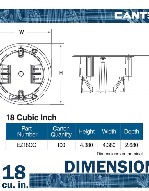 Load image into Gallery viewer, Old Work 18 Cu. In. round Electrical Ceiling Box with EZ Mount Clamps and Wire Clamps, 6-Lb. Capacity, Gray
