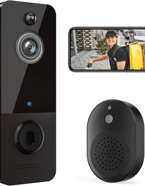 Load image into Gallery viewer, Wireless Doorbell Camera with Chime, Smart Video Doorbell Security Camera with ，Black
