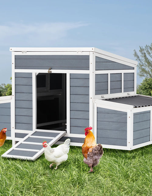 Load image into Gallery viewer, Chicken Coop 56&quot; Large Wooden Chicken Hutch with 6 Nesting Boxes Outdoor Hen House Chicken Cage W/Ramps, Removable Tray for Easy Cleaning
