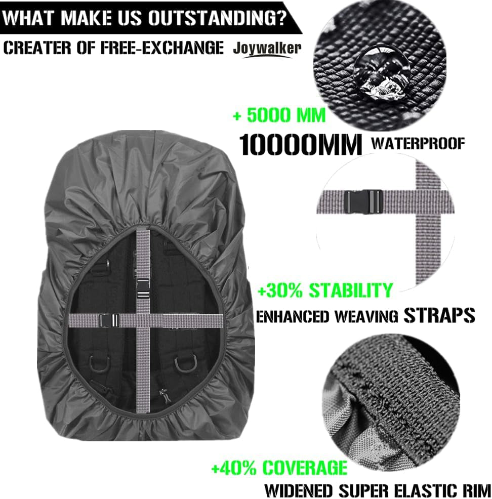 Waterproof Backpack Rain Cover for (15-90L), Upgraded Anti-Slip Cross Buckle Straps, Triple Strengthened Layers for Hiking Camping Traveling