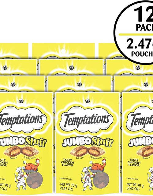 Load image into Gallery viewer, Jumbo Stuff Crunchy and Soft Cat Treats Tasty Chicken Flavor, 2.5 Oz. Pouch, Pack of 12
