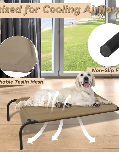 Load image into Gallery viewer, Heavy Duty Steel-Framed Portable Elevated Pet Bed, Elevated Cooling Pet Cot
