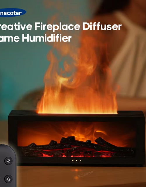 Load image into Gallery viewer, Fireplace Aroma Diffuser Creative Flame Humidifier Waterless Auto-Off Protection with Remote and Realistic Fireplace Night Light
