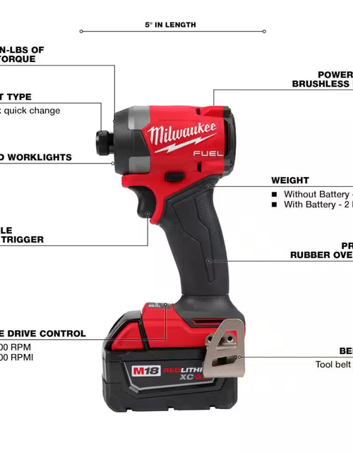 Load image into Gallery viewer, M18 Fuel 18-V Lithium-Ion Brushless Cordless 1/4 In. Hex Impact Driver Kit W/(3) 5.0 Ah Batteries, Charger &amp; Hard Case
