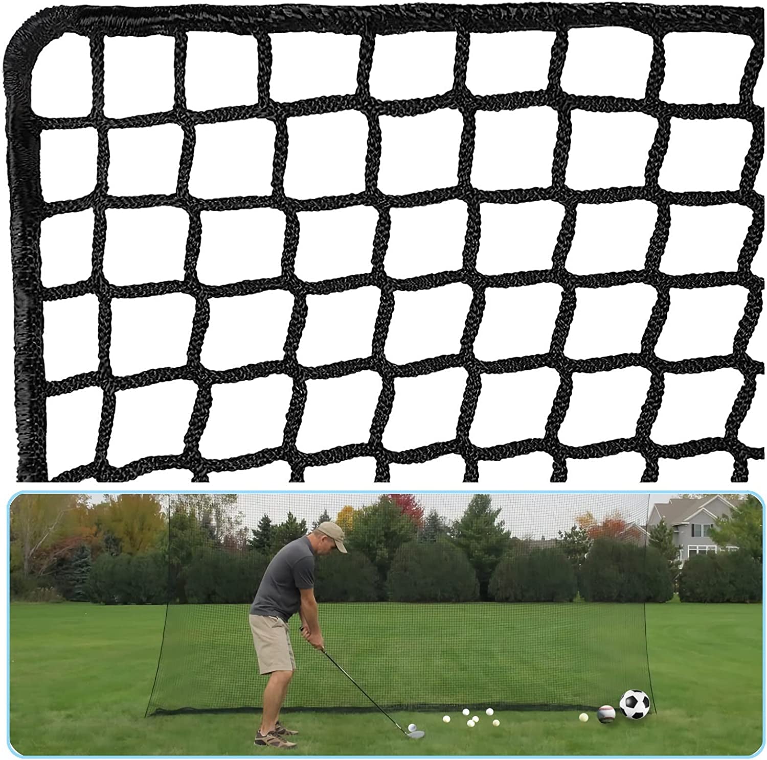 Golf Practice Net Golf Ball Hitting Netting,Heavy Duty Nylon Golf Sports Netting Barrier Nets 10X10Ft/10X15Ft/10X20Ft