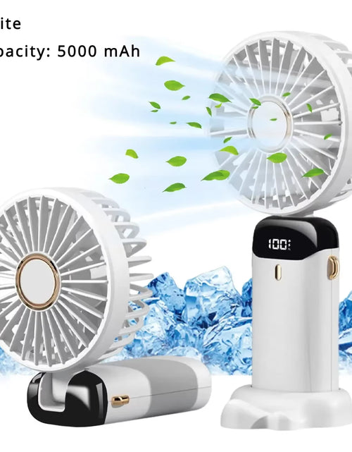 Load image into Gallery viewer, 5000Mah Portable Fan Rechargeable 90° Foldable 5 Speed Mini Air Conditioner Small Fan Air Cooler with LED Digital Display
