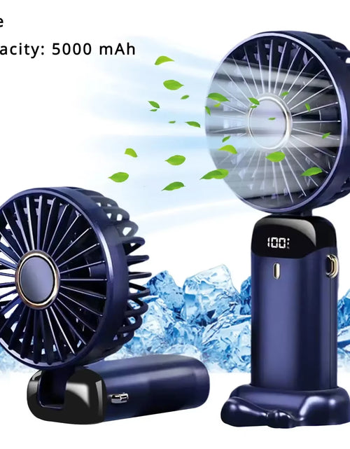 Load image into Gallery viewer, 5000Mah Portable Fan Rechargeable 90° Foldable 5 Speed Mini Air Conditioner Small Fan Air Cooler with LED Digital Display
