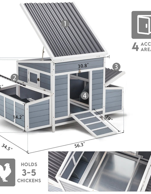 Load image into Gallery viewer, Chicken Coop 56&quot; Large Wooden Chicken Hutch with 6 Nesting Boxes Outdoor Hen House Chicken Cage W/Ramps, Removable Tray for Easy Cleaning
