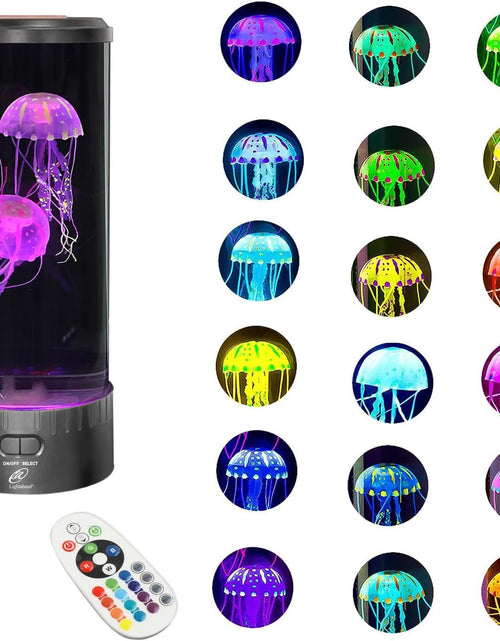 Load image into Gallery viewer, LED Jellyfish Lava Lamp round with 18 Leds &amp; Vibrant Multi Color Changing Light Effects. the Ultimate Large Sensory Synthetic Jelly Fish Tank Aquarium Mood Lamp. Ideal Gift (Large)
