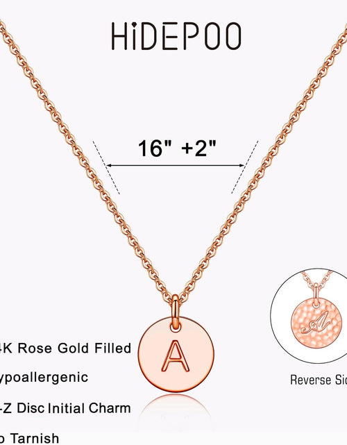 Load image into Gallery viewer, Disc Initial Necklaces for Women Girls, 14K Gold Filled Dainty round Disc Double Side Engraved Hammered Initial Necklace Personalized Letter Pendant Initial Necklaces Jewelry Gifts for Women Girls
