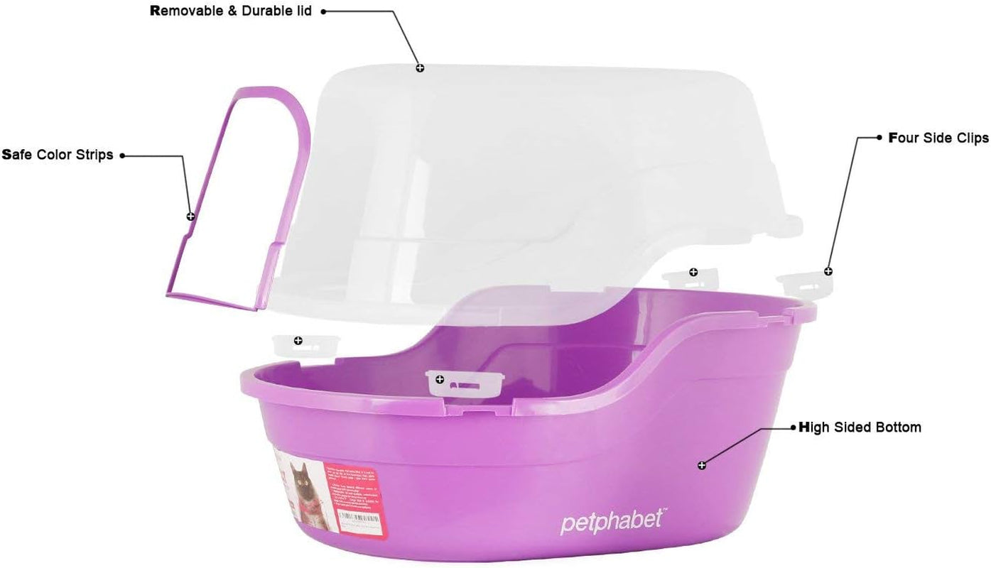 Covered Litter Box, Jumbo Hooded Cat Litter Box Holds up to Two Small Cats Simultaneously,Extra Large Purple by