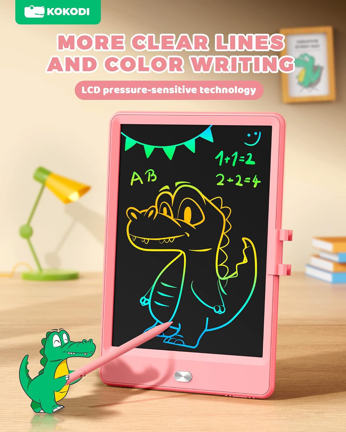 LCD Writing Tablet, 8.5 Inch Toddler Doodle Board Drawing Tablet, Erasable Reusable Electronic Drawing Pads, Educational and Learning Toy for 2-6 Years Old Boy and Girls (Pink)