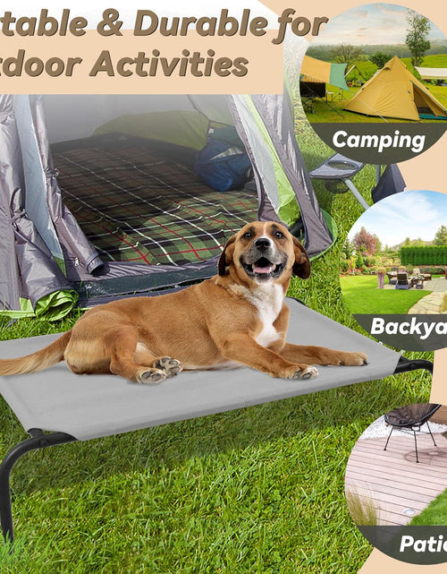 Load image into Gallery viewer, Heavy Duty Steel-Framed Portable Elevated Pet Bed, Elevated Cooling Pet Cot
