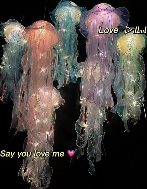 Load image into Gallery viewer, Jellyfish Lamp Jellyfish Atmosphere Night Light Button Battery Hanging Ceiling Lantern Creative Jellyfish Lantern Photo Props
