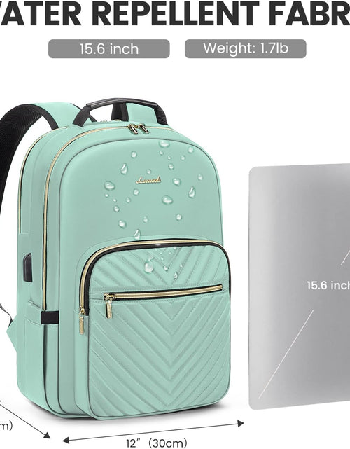 Load image into Gallery viewer, Laptop Backpack for Women 15.6 Inch,Cute Womens Travel Backpack Purse,Professional Laptop Computer Bag,Waterproof Work Business College Teacher Bags Carry on Backpack with USB Port,Mint Green
