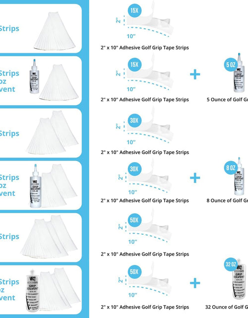 Load image into Gallery viewer, Professional Golf Grip Tape 2&quot; X 10&quot; Solvent Activated Double Sided Adhesive Strips for Regripping Golf Clubs
