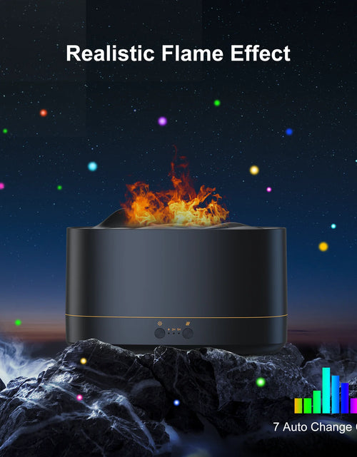 Load image into Gallery viewer, Flame Diffuser Humidifier with Flame Light, 3 Flame Colors Essential Oil Diffuser, Waterless Auto Shut-Off, Time Setting for Home, Office, Room
