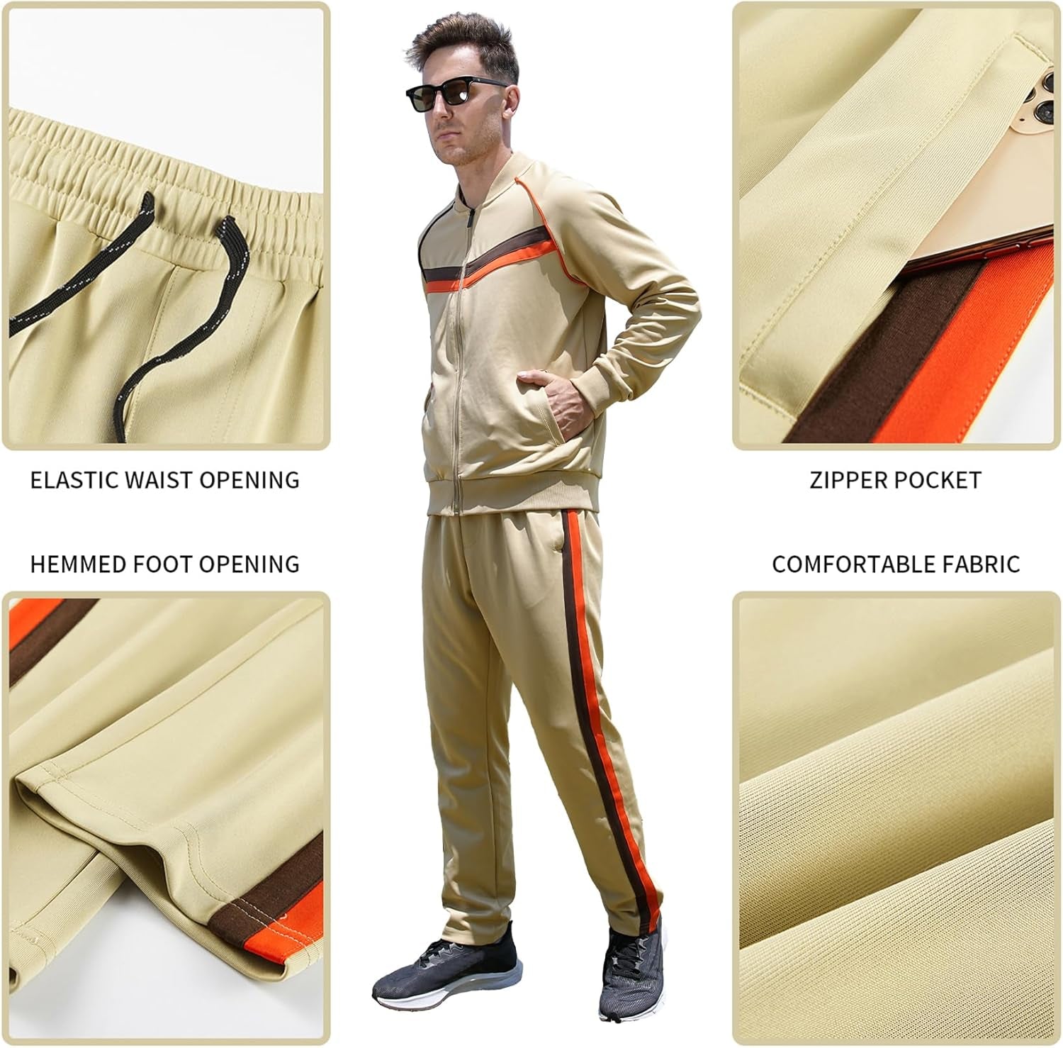 Men'S Casual Tracksuits Long Sleeve Jogging Suits Sweatsuit Sets Track Jackets and Pants 2 Piece Outfit