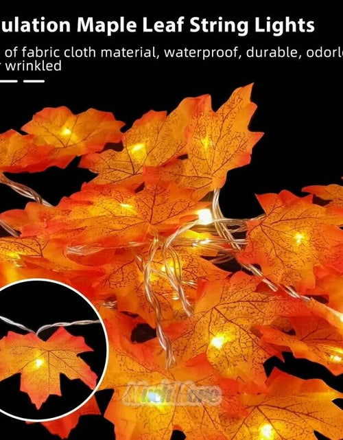 Load image into Gallery viewer, 20FT Fall Thanksgiving Maple Leaves 40 LED Light Lamp Garland Festival Decor
