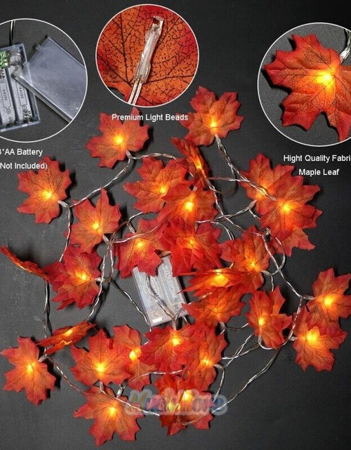 Load image into Gallery viewer, 20FT Fall Thanksgiving Maple Leaves 40 LED Light Lamp Garland Festival Decor
