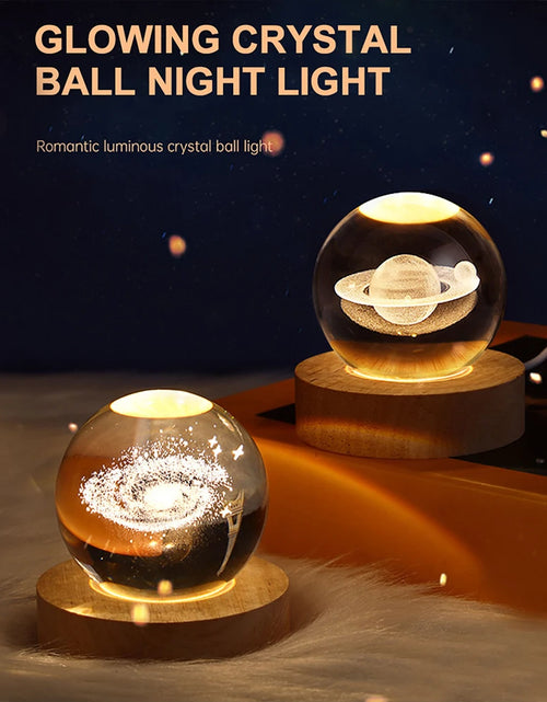 Load image into Gallery viewer, Crystal Ball Night Lights Glowing Planet Galaxy Astronaut 3D Moon Table Lamp USB Atmosphere Lamp Tabletop Decorations Kid Gifts
