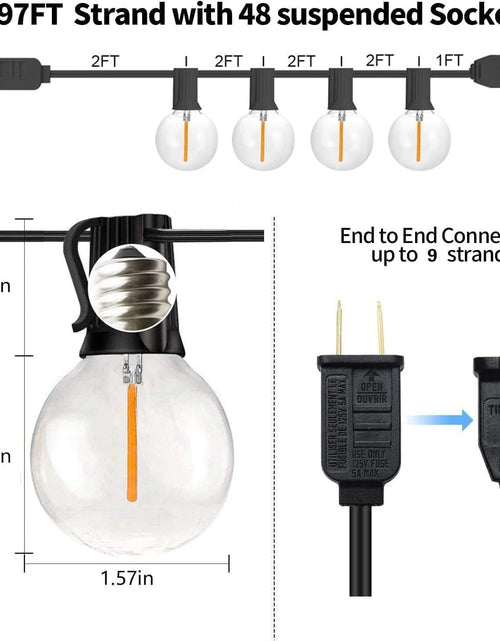 Load image into Gallery viewer, Globe Outdoor String Lights, 97FT Patio String Light with 49 G40 Clear Glass LED Bulbs(1 Spare), Waterproof Hanging Lights String for outside Backyard, Porch, Bistro, Party, Garden Gathering
