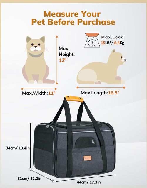 Load image into Gallery viewer, Pet Travel Carrier Bag, Portable Pet Bag - Folding Fabric Pet Carrier, Travel Carrier Bag for Dogs or Cats, Pet Cage with Locking Safety Zippers, Foldable Bowl, Airline Approved
