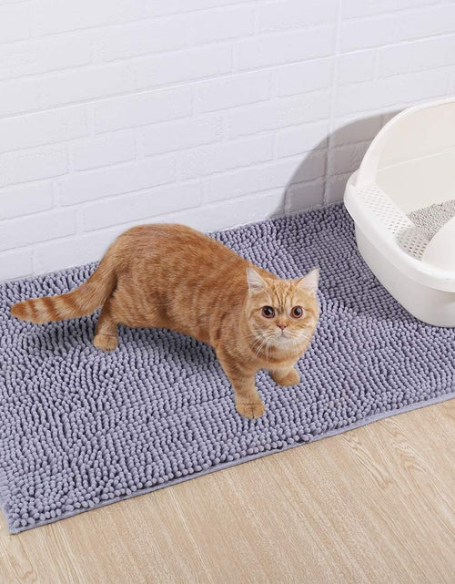 Load image into Gallery viewer, Cat Litter Mat, Litter Trapping Mat, 35&quot;× 25&quot; Cat Kitty Litter Rug with Waterproof Back, Super Soft for Cat&#39;S Paws, Machine Washable, Grey
