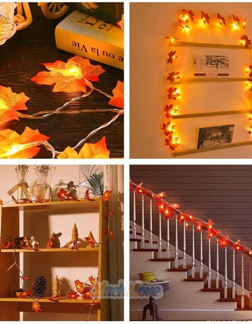 Load image into Gallery viewer, 20FT Fall Thanksgiving Maple Leaves 40 LED Light Lamp Garland Festival Decor
