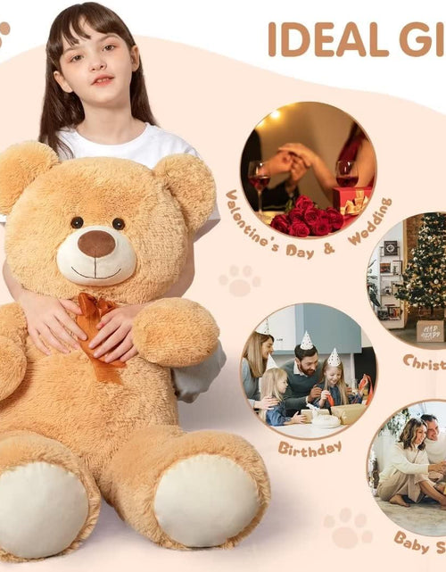 Load image into Gallery viewer, Giant Teddy Bear Stuffed Animal-35.4&#39;&#39; Large Teddy Bear, Soft Large Teddy Bear Plush Toy, Brown Teddy Bear, Big Stuffed Bear for Girl Boy Girlfriend Valentines Christmas Birthday, Light Brown
