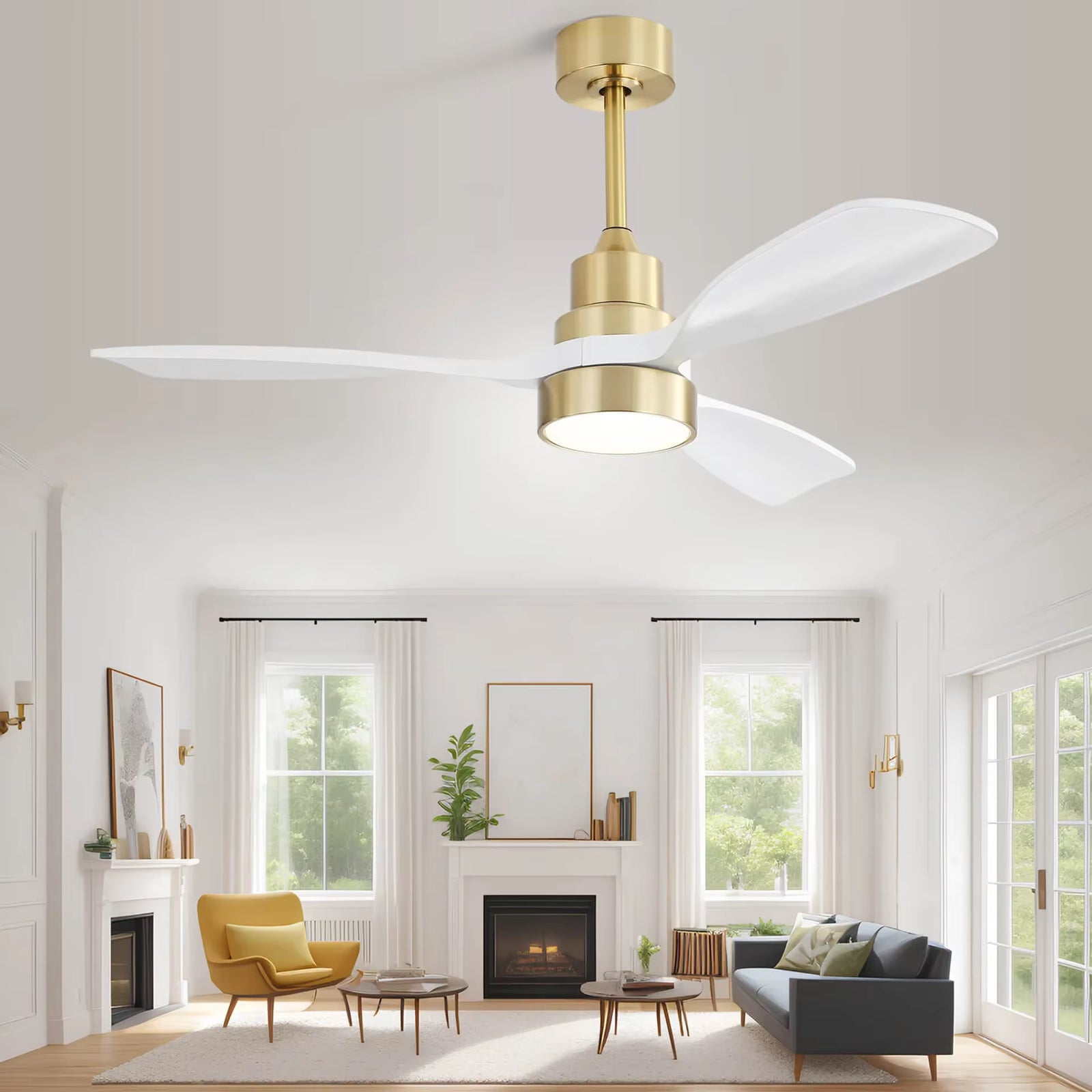 Modern 48-Inch Ceiling Fan with LED DC 6-Speed High Wind Speed with Remote Control