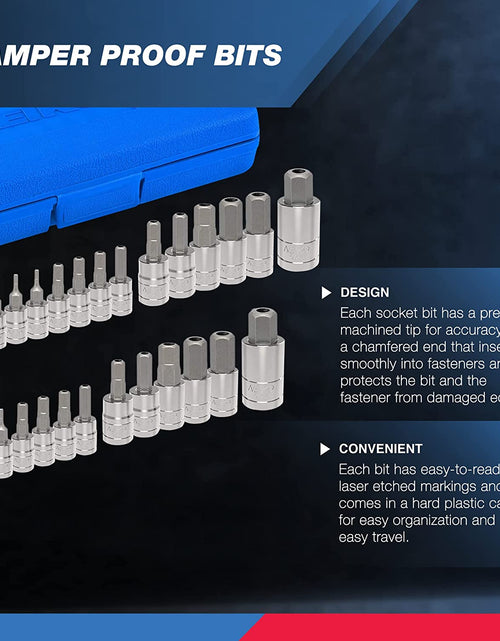 Load image into Gallery viewer, 01144A Tamper-Proof Hex Bit Socket Set, 26 Pieces | SAE 5/64-9/16”, Metric 2-14MM
