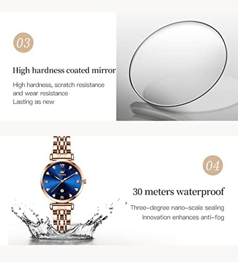 Women Watches Japanese Quartz Waterproof Wristwatch Stainless Steel Strap Fashion Dress Luminous Lady Watch Bracelet Sets Valentines Day Gifts